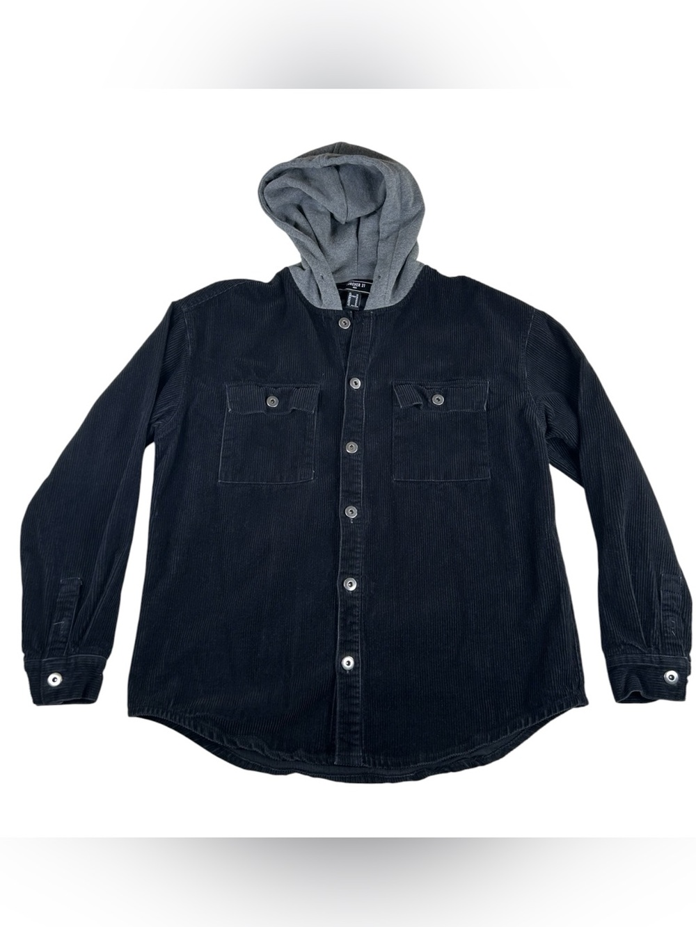 Forever 21 Men hooded corduroy shirt jacket M Skater Streetwear Grunge